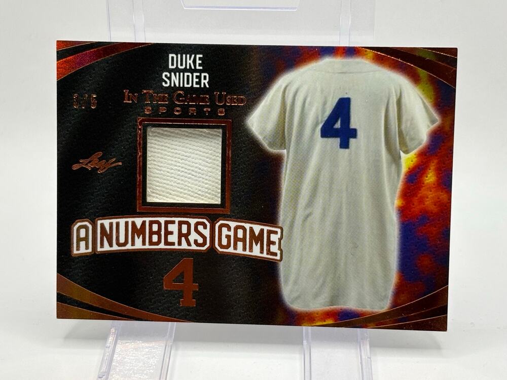 2024 Leaf In the Game Used Duke Snider Numbers Game Gold Jersey Relic Patch 3/5